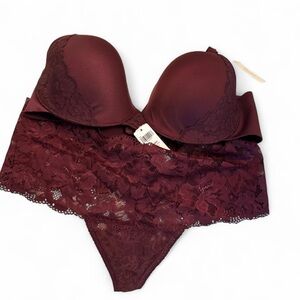 Soma Embraceable Full Coverage Bra & Matching Thong Set - Fig - Size 40D / XXL